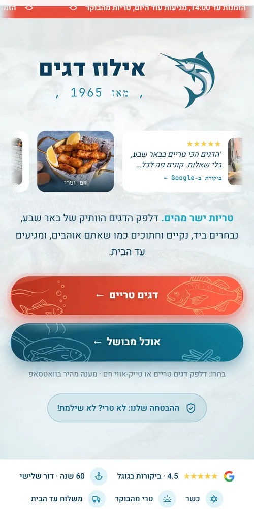 אתר אילוז דגים בתצוגת מובייל