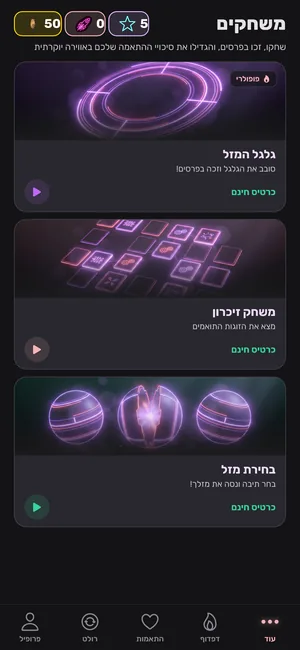 RINGO: מסך המשחקים